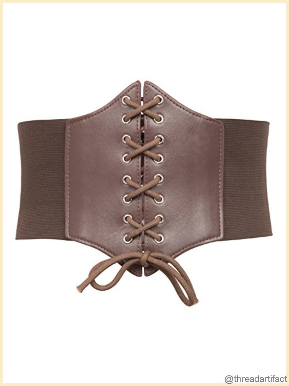Wide Elastic Corset Belt Lace-Up Faux Leather Waist Belt
